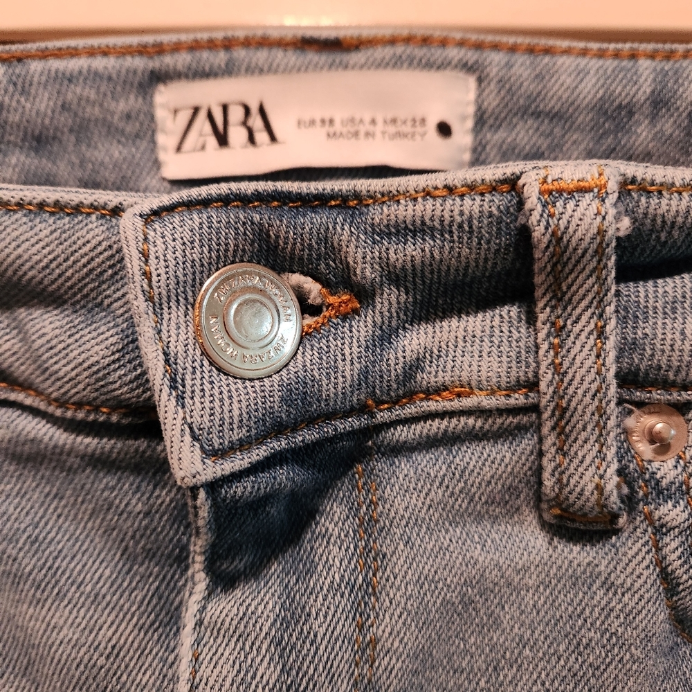 ZARA Super Stretch Skinny Raw Ankle Jeans 4 - Picture 2 of 10